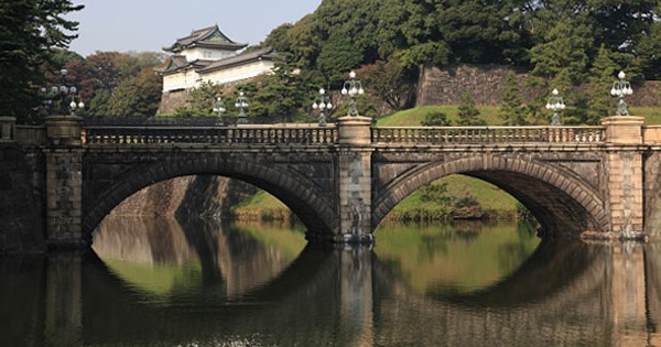 皇居正門から長和殿へ向かう道にある濠にかかる通称「二重橋」